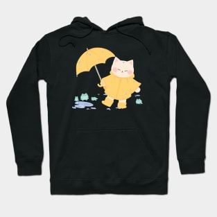 Raincoat Cat and Frogs Hoodie